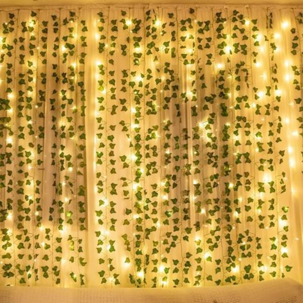 Keinotekoinen murattiseppele 12 kappaletta murattia, keinotekoinen roikkuva muratti 100 LED-valolla, häihin, juhliin, puutarhaan, parvekkeelle