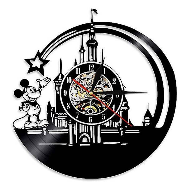 Disney Vinyl Plate Veggklokke: Retro Hjemmedekor