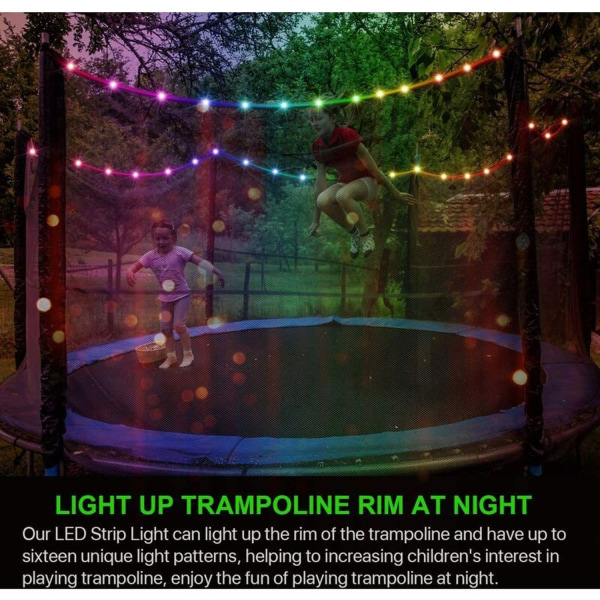 LED-trampolinbelysning, fjärrstyrd trampolinbelysning, 16 färger som ändras