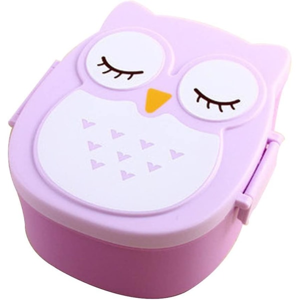 Dobbeltlags Owl Matboks For Barn, Lunsj Bento Box Matboksbeholder For Barn-lilla