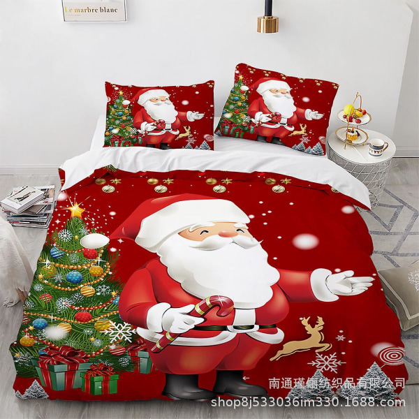 Sdlr-3# Santa Claus 3d digital printed bed sheet Three piece quilt cover bed set