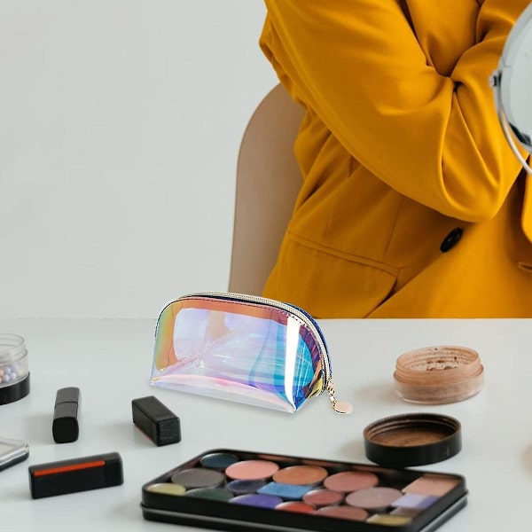 Holografisk makeup taske til damer og brudepiger - Vandtæt, bærbar makeup taske og toilettaske i transparent
