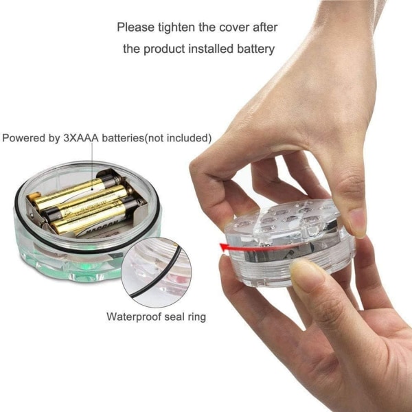 Pakke med 2 LED-undervandslys til akvarier, boblebade, damme, swimmingpools, baser osv.
