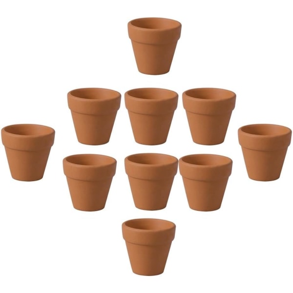 Sæt med 12 mini terracotta potter til kaktusser, blomster, sukkulenter, 3 x 3 cm