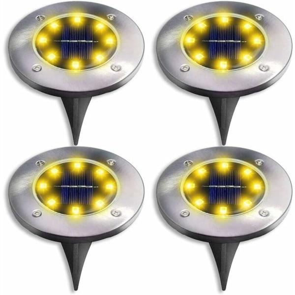 Solcellelamper til udendørsområdet, 8 LED-havelamper, 4 stk.