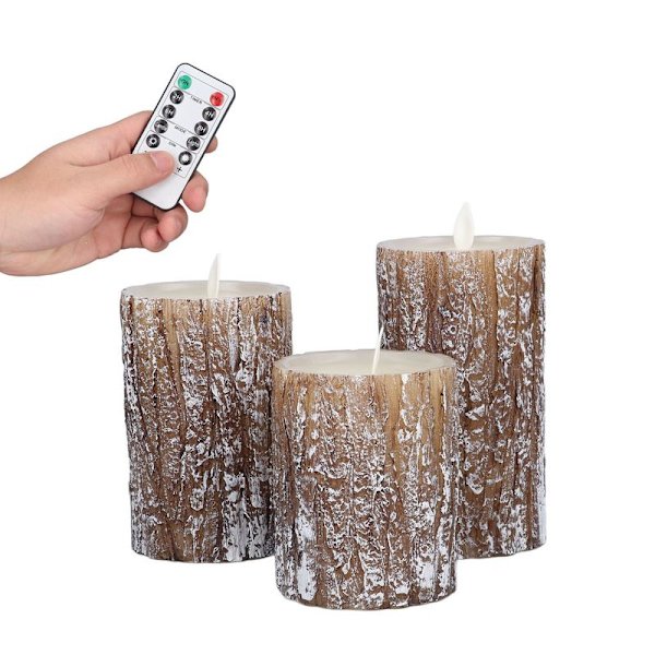 3-pack LED-ljus i form av tall med dimbar fjärrkontroll och varmt sken