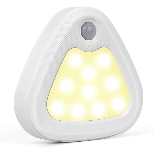 Auto LED nattljus, rörelsesensor LED-lampa, med magnetisk självhäftande remsa för sovrum, trappor, hall (batteri ingår ej), varmt ljus