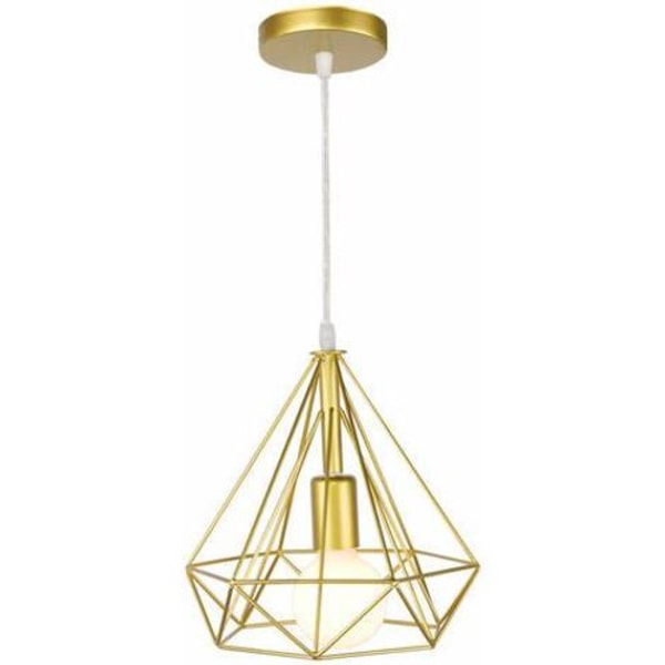 Industriell pendellampe 25cm Retro Gull Metall Diamant Bur Lampekroneloft Taklampe Armatur for Gang Entré Soverom STOL