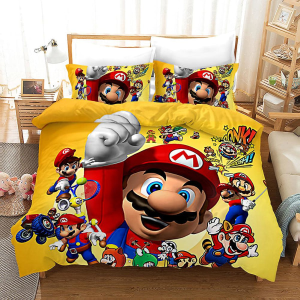 Mario 5# Mlao Tredelt sengesett, hjemmetekstiler dynetrekk Fire stykker barnesengetøy