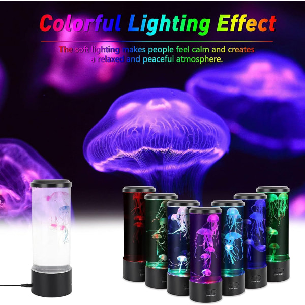 Jellyfish Lampe, Jellyfish Lava Lampe Akvarium Jellyfish Lampe LED Lys 7 Farver med USB til Børns Soveværelse Julefødselsdagsgave