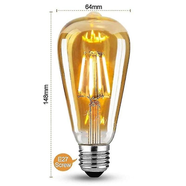 Dress Up Retro LED-pære St64 antik stil wolfram pære dæmpbar 4w E27 dekorativ glødetrådspære - 2 stk.