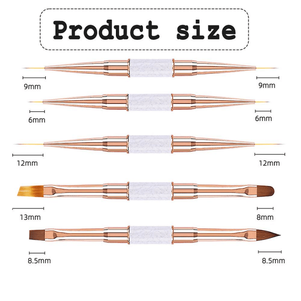 Nail Art Brush - 5 Pcs Double-ended For Thin Liner Brush For Nails Detail,for Salons And Home Diy