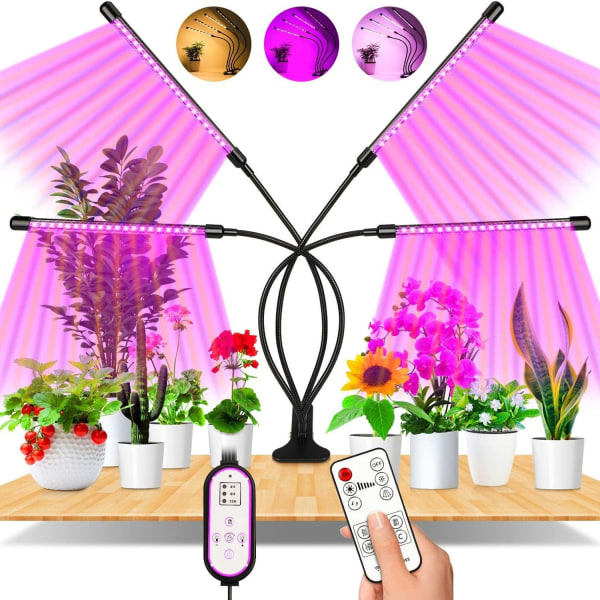 Grow Light, LED 360° Grow Light Gartenbaubeleuchtung, Grow Light 4 Heads Full Spectru