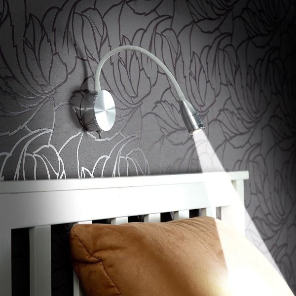 Svanehals sengelampe, justerbar LED-lys til læsning - Cool White
