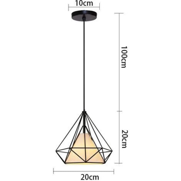 STOEX Retro industriell taklampa metalldesign svart diamant, ljuskrona lampskärm 20 cm metall hängande lampa E27 kök sovrum restaurang - 1 lampa