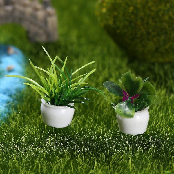 Miniatyrkruka växtstaty flerfärgad väderbeständig harts allmänt använd miniatyrblomma miniatyr gräsmatta dekoration -3set