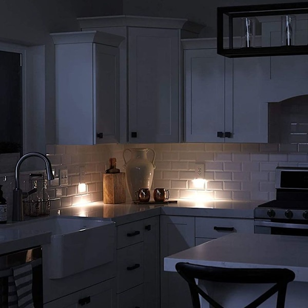 Guide light dobbel stikkontakt veggplate LED firkantet bevegelsessensor