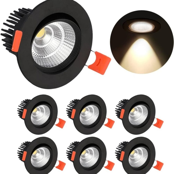 x LED downlights, 5W innfelt taklamper, varm hvit IP44 for bad, kjøkken, stue