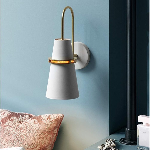 Nordisk Moderne Design Gylden Horn Væglamper Indendørs Væglampe til Seng Hovedsoveværelse Stue Gang (Hvid)