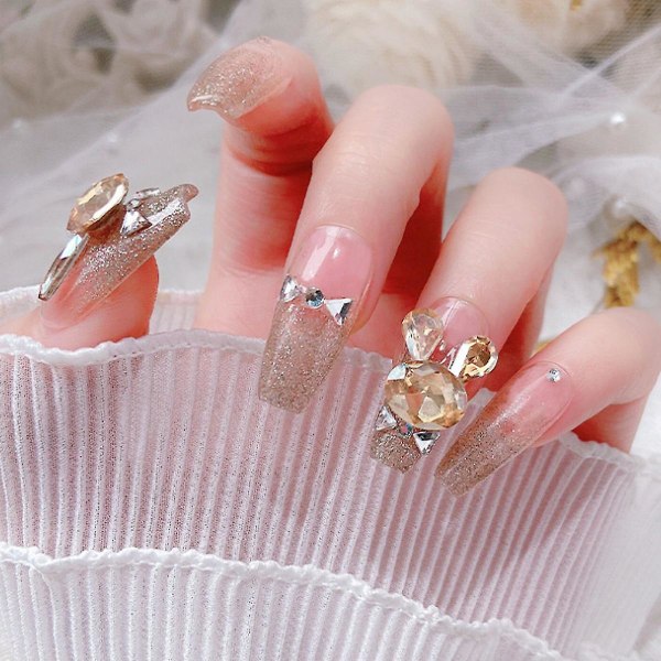 Sett med 3D påskehare-neglpynt, krystaller, kanin, diamanter, rhinestones, edelstener for akrylnegl-design, kvinners neglekunstdekorasjon, håndverkssmykker, gjør-det-selv.