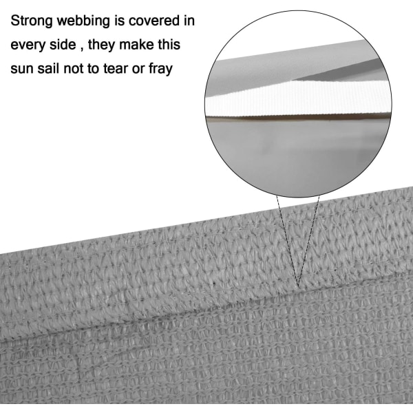 Rektangulært skyggeseil 2,5x3m HDPE Pustende Anti UV for hageterrassebalkong, antrasitt