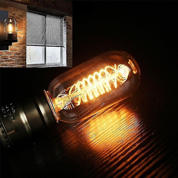 10 stk 40w Edison Vintage Glødelampe Dimbar T45 Spiral Filament E26 E27 Amber--(WR)