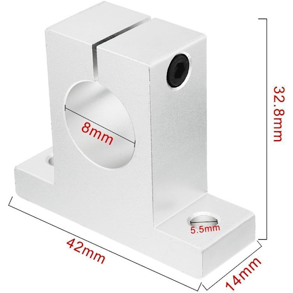 4 stk. SK8 8mm CNC Lineær Bevægelse Kugleslide Enheder Skinne Support Guide Shaft Leje