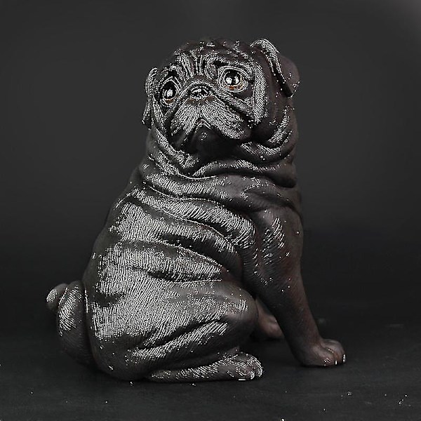 Realistisk Genanvendelig Plast Kunstig Mops Hund Model Statue Sød Til Hjemmet Kontor Dekoration Samleobjekt