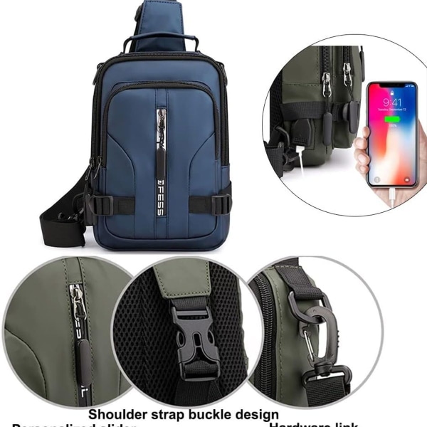 Slingväska axelväska herr lätt ryggsäck herr liten crossbody väska skolväska