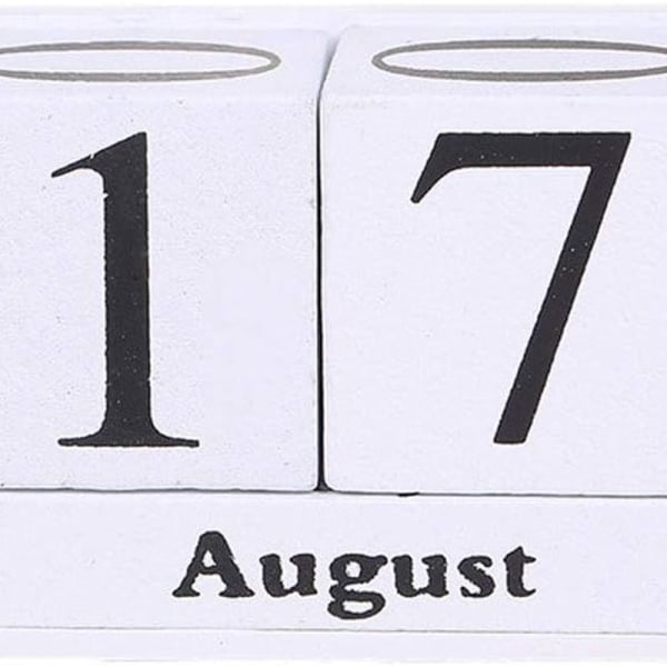 Vintage-treblokk, evig kalender, skrivebordstilbehør, slitt, rustikk