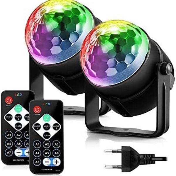 LED-partylampe discokule musikkstyrt med 7 farger 360° roterbar