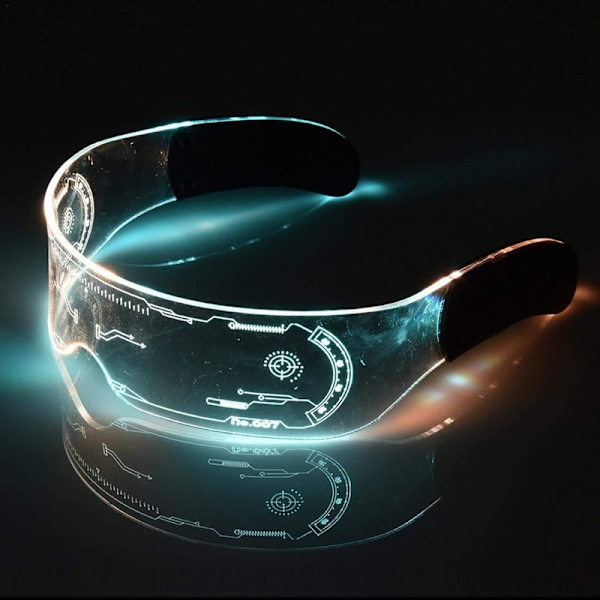 Halloween LED lys opp briller - Neon briller - Cyberpunk LED Visor briller -