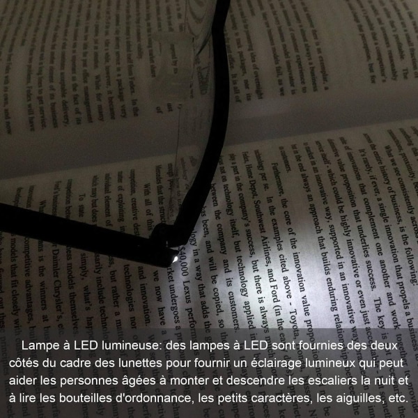Lesebriller - Forstørrelsesglass med LED-lys, 160 % forstørrelse, for lesing, alt presisjonsarbeid, sying, reparasjoner, klokker og håndverk