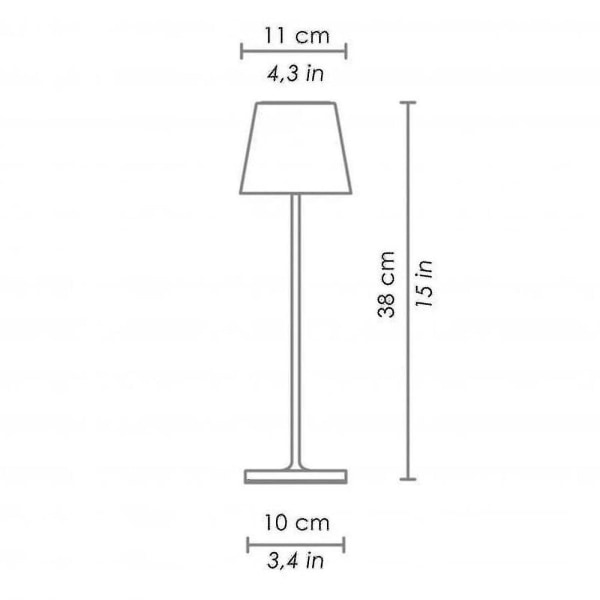 Dimbar trådløs bordlampe 3-veis batteriløs aluminiumslampeløsning (svart)