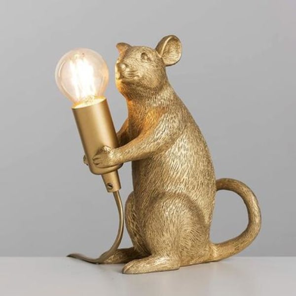 Moderne metallisk gullmalt rottedesign bordlampe dyremuslampe stue spisestue soverom bordlampe