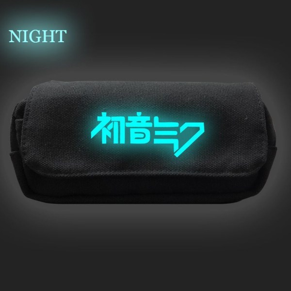 Hatsune Miku Print Luminous Pencil Case Dubbelskikts Pennfodral
