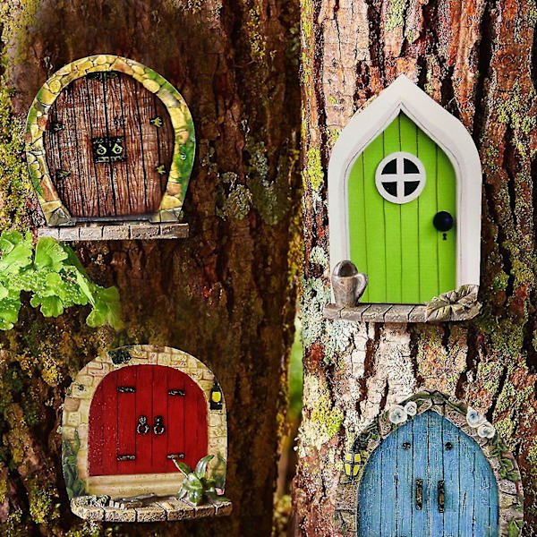 Vibrant Dekorative Miniature Fe Dør Bærbar Realistisk Fe Skulptur Dør Gave -6stk/sæt