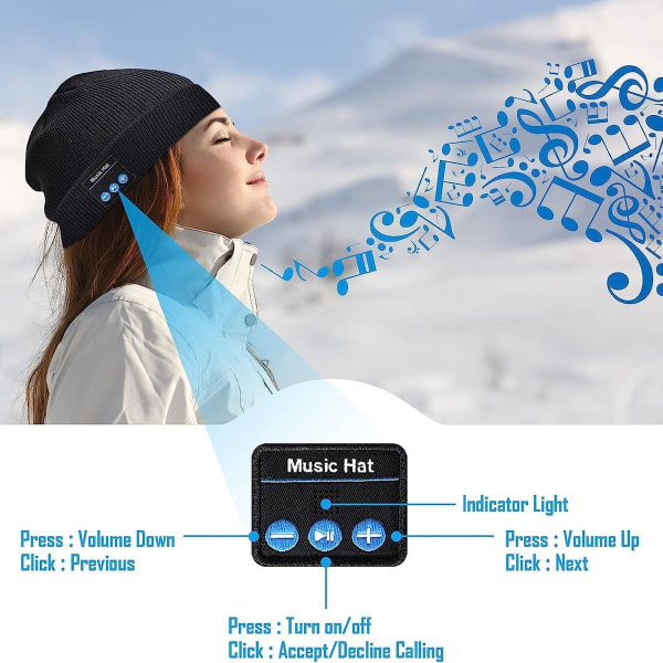 Gave til mænd/kvinder, Valentinsdagsgave til mænd, LED Bluetooth-hat f