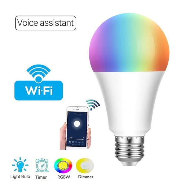 E27 B22 E26 Wifi Bulb Dimmable Assistant Voice Control Rgb 7w Mobile Wireless Wifi Smart Led Bulb Indoor