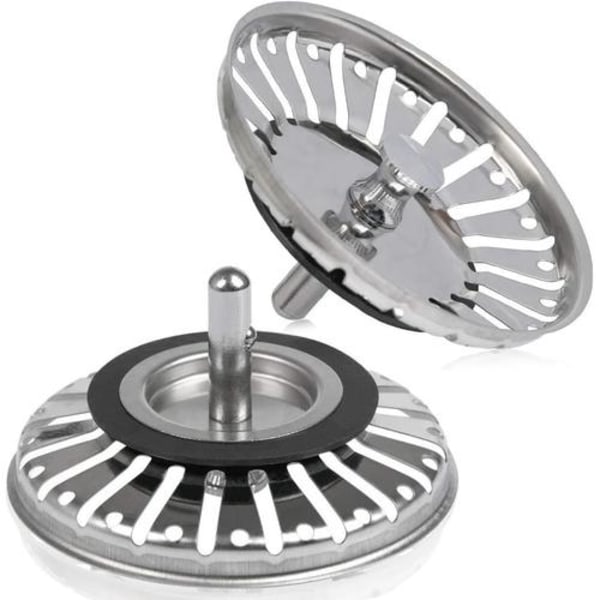 2st Diskbänkssil/diskbänksavloppsstopp Diskhålssil Köks-/badrumssil 84 mm diameter med kulspets, rostfritt stål