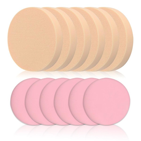 12 stk runde sminke svamper med luftputepudderpuff, sminkepuff for foundation, concealer