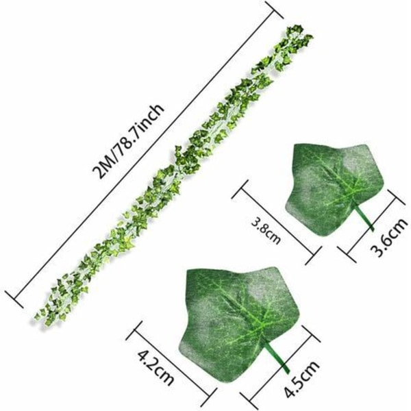 Ivy-lamppu 20 LED, pituus 2 m, sopii ulkoilman joulukoristeluun, syntymäpäiväkoristeluun, teinitytön makuuhuoneen koristeluun, hääseinän koristeluun