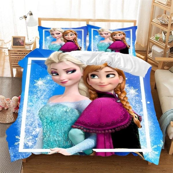 14# Tegneserie Is og Snø Animasjon Sett 3d Digital Trykk Dynetrekk Prinsesse Sengetøysett