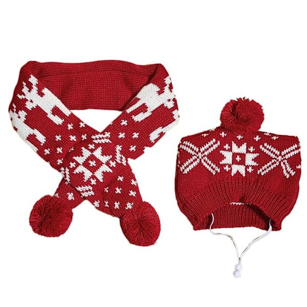Julhundkostym Mössa och Stickad Halsduk - Söt Husdjursdräkt Form2
