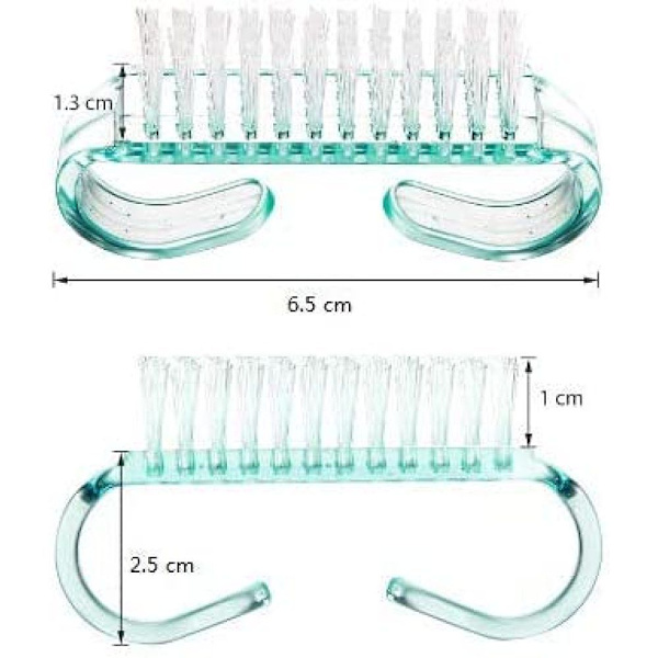 4-pack nagelborstar i olika färger, 6,5 x 1,3 x 3,5 cm (blå, grön, rosa, lila)