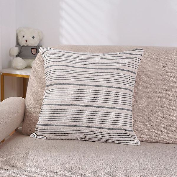 Koristeellinen maalaistalon tyynyliina, 2 kappaleen sarja, harmaat raidat, modernit neliönmuotoiset tyynynpäälliset, 45 * 45 cm