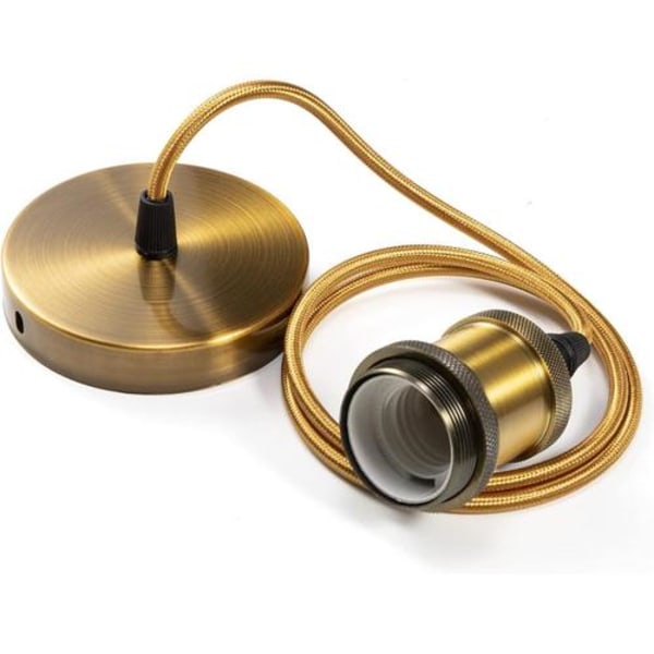 Metallhänge Pendellampa - E27 lamphållare med kabel | Brons Justerbar från 90cm | Idealisk för Takbelysning (Guld Färg)