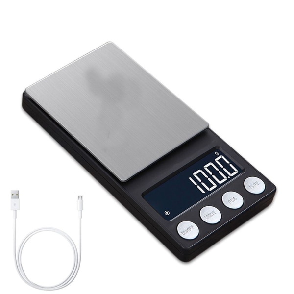 Mini lommeskala 500/0,01g Høy presisjonsskala med LCD-bakgrunnsbelysning, 200g/0,01g