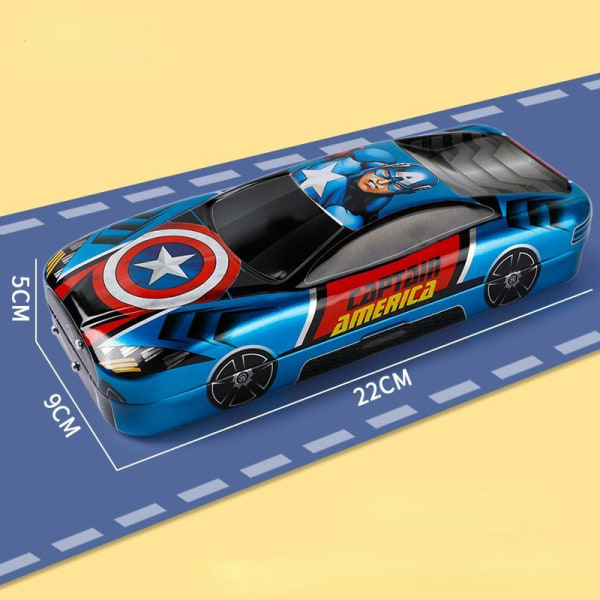 Captain America Car Print Blyantveske Iron Man trelags skrivesaker penneske