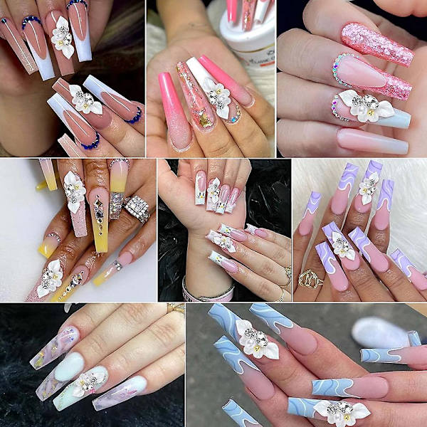 Nagelhänge, Hartsblommiga nageldekorationer, 30 stycken, en kombination